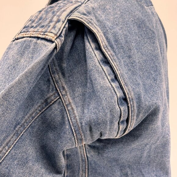 Vtg Mileage Denim Bomber Jacket Womens 12 Field Barn Military Chore Pockets 80s - Picture 6 of 7